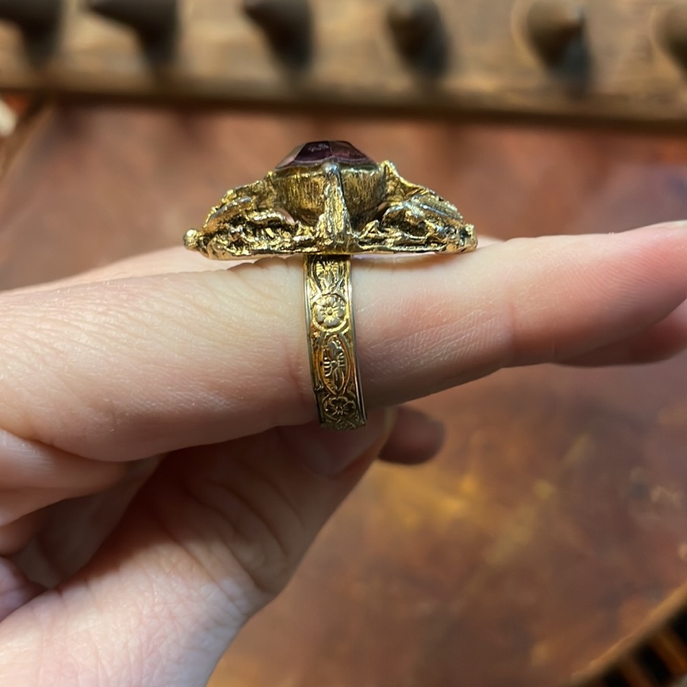 Vintage Amethyst Stone Adjustable Ring - Picture 3 of 5